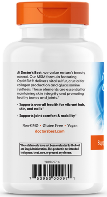 Метилсульфонілметан МСМ 1500 Doctors Best MSM with OptiMSM 120 капс Київ - фото 3