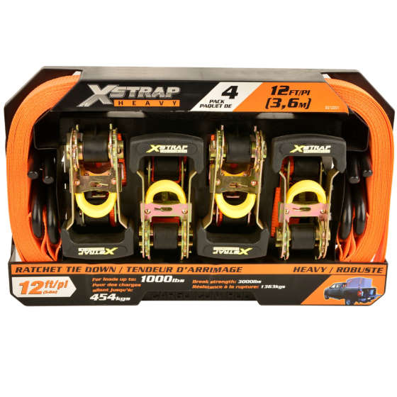 Набір стяжних ременів з храповим механізмом для кріплення вантажу 4 шт. 27 мм х 3,6 м стропи з навантаженням 454 кг Кам'янець-Подільський