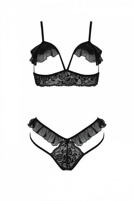Еротичний комплект Passion DOLLY SET, S/M, black, з відкритими чашками Sex Aura Київ - фото 3