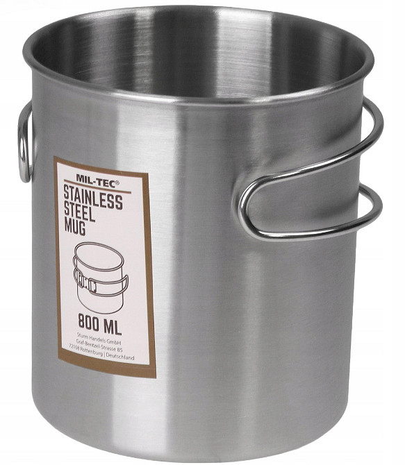 Туристична кружка зі складними ручками 800 мл Mil-Tec (14602800) Нержавіюча сталь Нововолинськ - фото 1