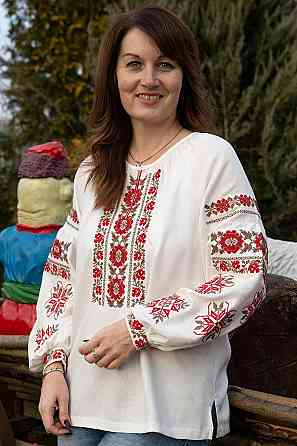 Вишиванка жіноча лляна, молочна топ Київ