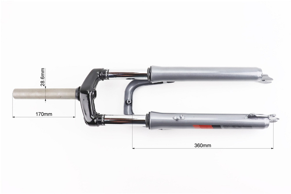 Вилка 26 "амортизаційна, без різьби 1-1/8" (28,6мм), шток 170мм, з ходом 60мм, Disk-brake, сіра LJ-641 Київ - фото 3