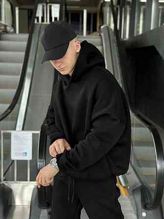 Чорне худі оверсайз чоловіче Pobedov Urbanist. Худі чорне чоловіче зима Київ