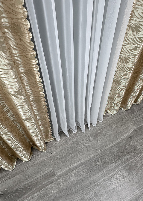 Шторна тканина жакард "Magic" шириною 1,45м колір пісочний 1604ш Київ - фото 6