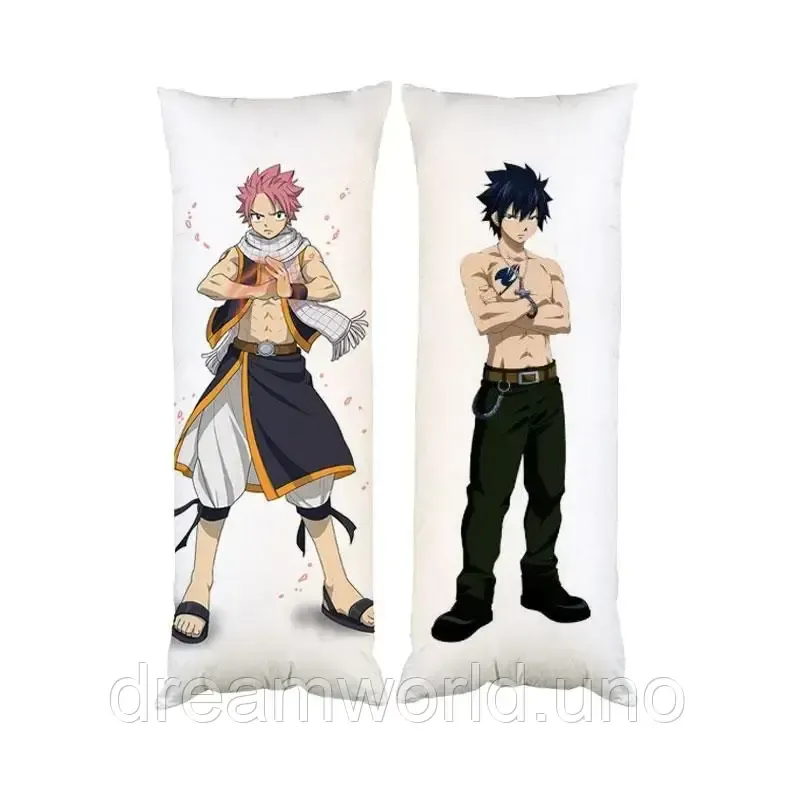 Подушка дакімакура Нацу Драгніл Грей Фейрі Тейл декоративна подушка для обіймання двостороння 60х180 Харків - фото 1