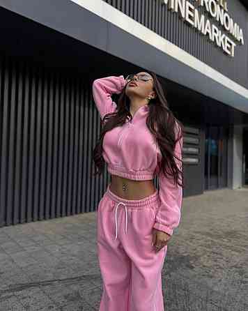 Женский стильный и теплый флисовый костюм двойка Розовый Одесса