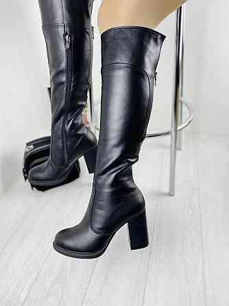 Чоботи жіночі Odzi чорні натуральна шкіра зима висота 39см каблук 9см обхват 34-40см (C-9224) 3 Коломыя