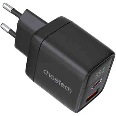 Зарядное устройство Choetech 1xUSB + 1xUSB-C PD35W with display black (PD6052-EU-BK) Винница
