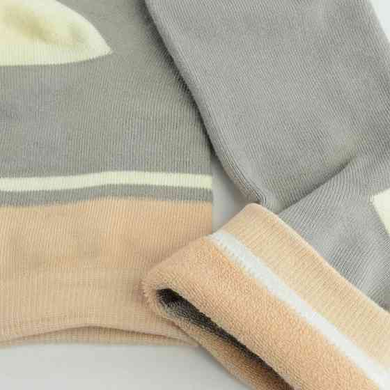 Теплые носки женские классические у полоску GM Textile Высокие 36-41 Серый с Бежевым Сумы