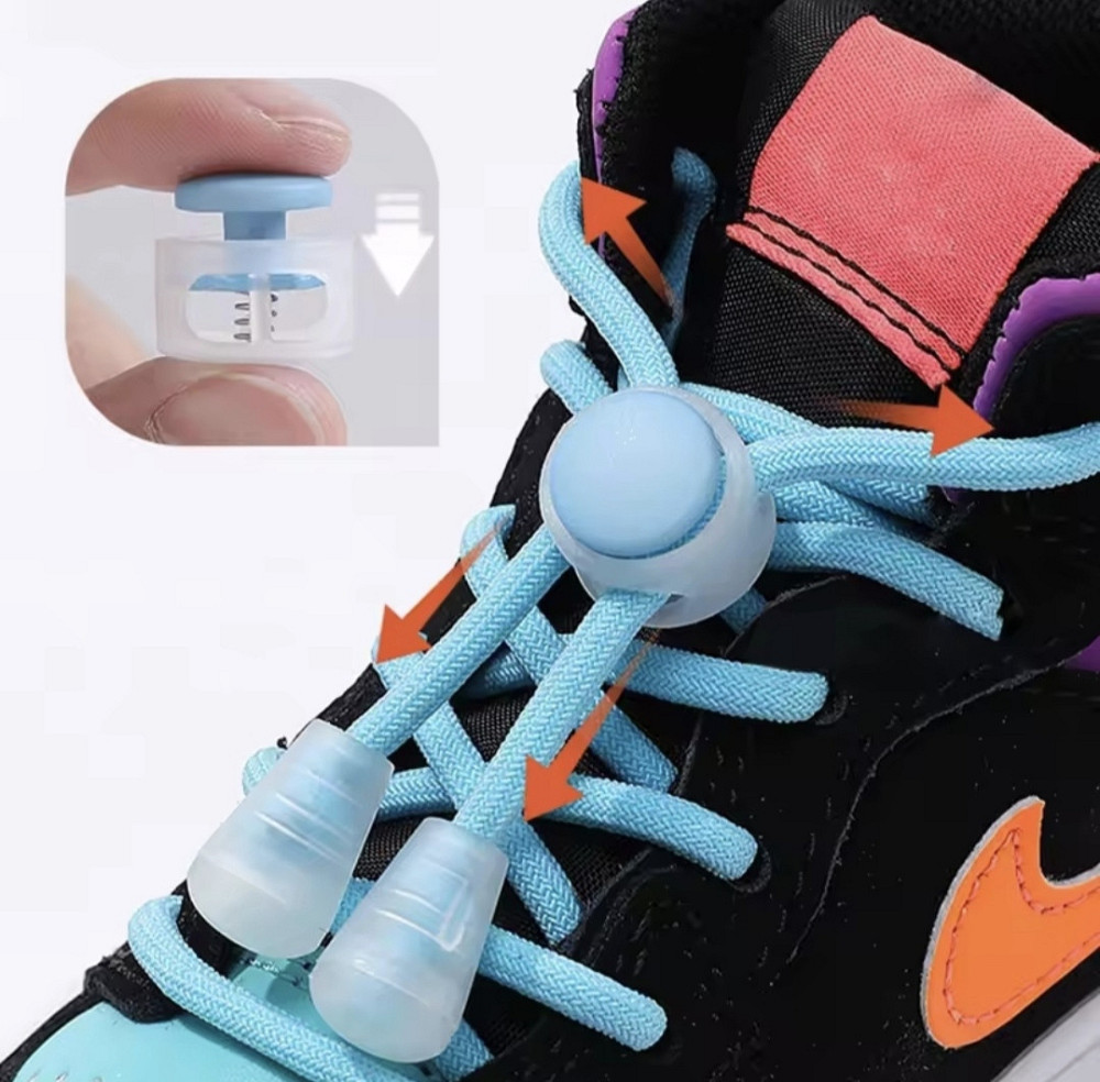 Шнурки эластичные без завязок с пластиковыми фиксаторами Светло-голубой Смела - изображение 3