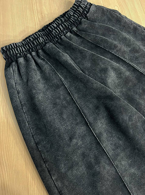 Брюки женские MY CITY 9034 палаццо на резинке вареные тай-дай со швами черные, черный, SM Киев - изображение 3