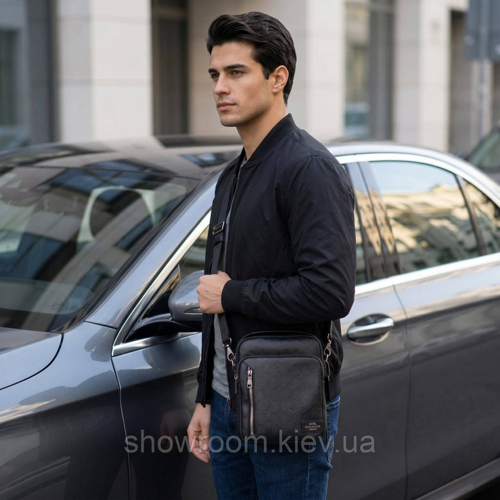 Чоловіча барсетка, сумка на плече Coach (2515) чорна Київ - фото 6