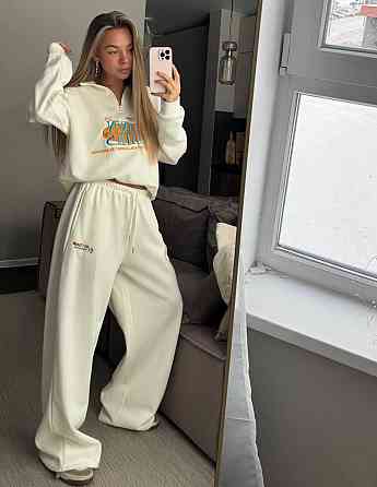 Женский прогулочный костюм тройка турецкая петля-пенье 100% хлопок Молочный Одесса