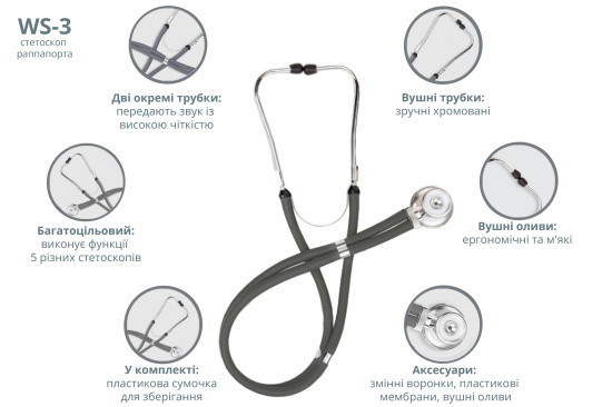WS-3 Стетоскоп Раппапорта (темно-серый) Днепр - изображение 5