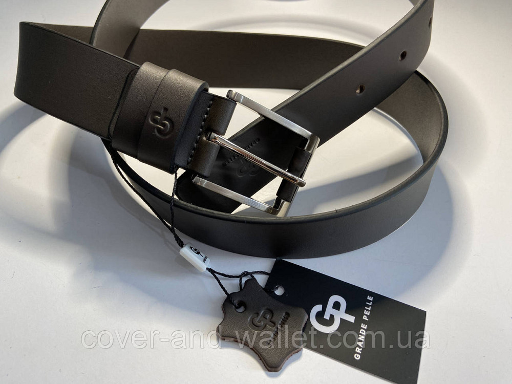 Мужской коричневый кожаный ремень из итальянской кожи Grande Pelle Rullo 38мм Киев - изображение 1