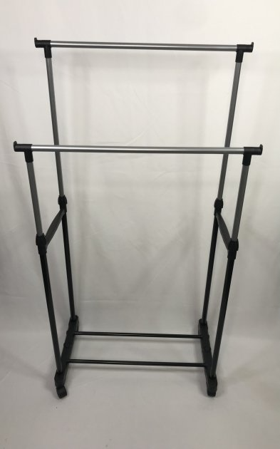 Телескопическая вешалка стойка для одежды напольная Double Pole черная 150*60*35 см Київ - фото 4