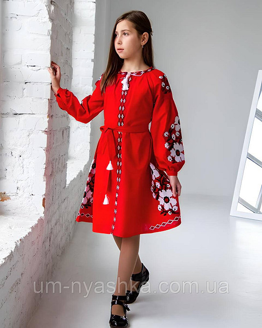 Дитяче вишите плаття натуральне полотно "Квіти Праги" р.134-164 Кривий Ріг - фото 5