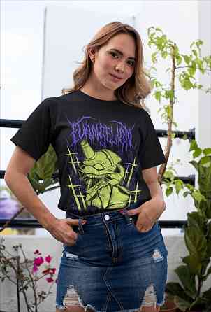 Футболка для хлопчика з аніме принтом Євангеліон оверсайз (зріст від 165 до 180) Чорний AnimeJ0052m Дніпро