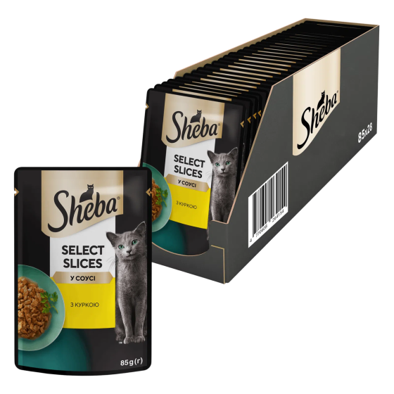 Вологий корм Sheba (Шеба) cig POU для дорослих котів з куркою в соусі 85 г (блок 28 шт) Вінниця