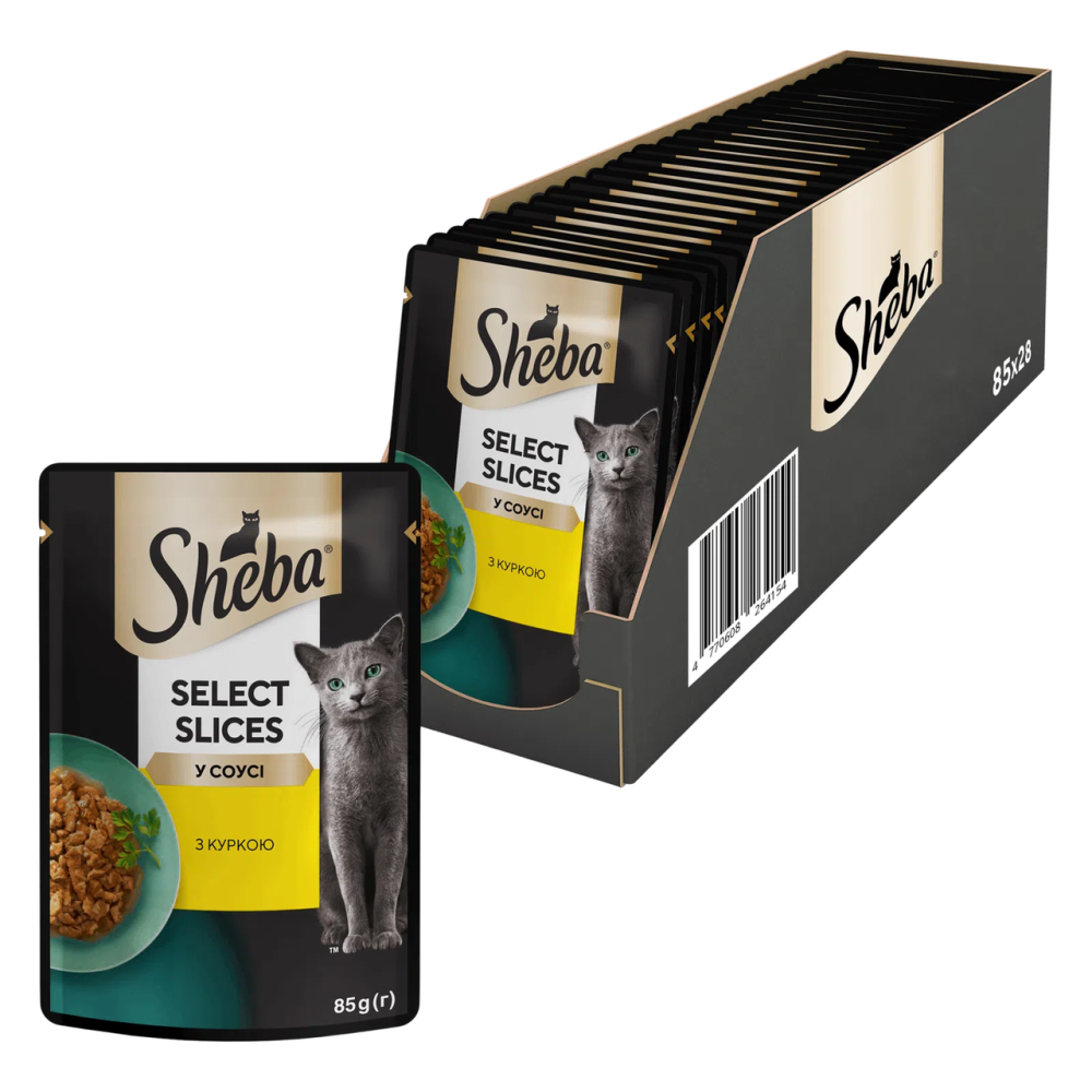 Вологий корм Sheba (Шеба) cig POU для дорослих котів з куркою в соусі 85 г (блок 28 шт) Вінниця - фото 1