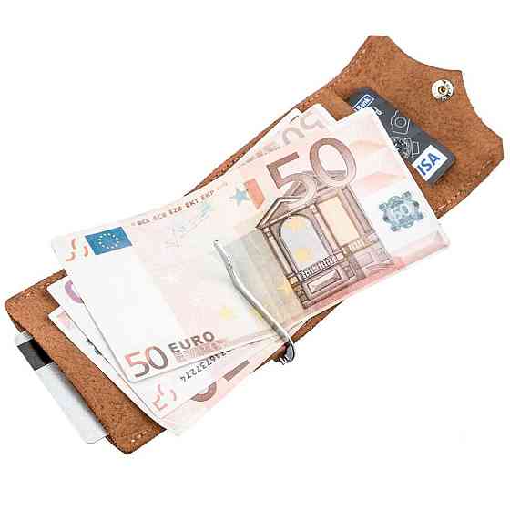 Компактный зажим для денег винтажный Рыжий (GRANDE PELLE) Киев