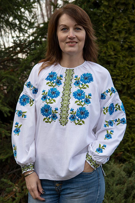 Вишиванка жіноча лляна, білий топ Київ - фото 1