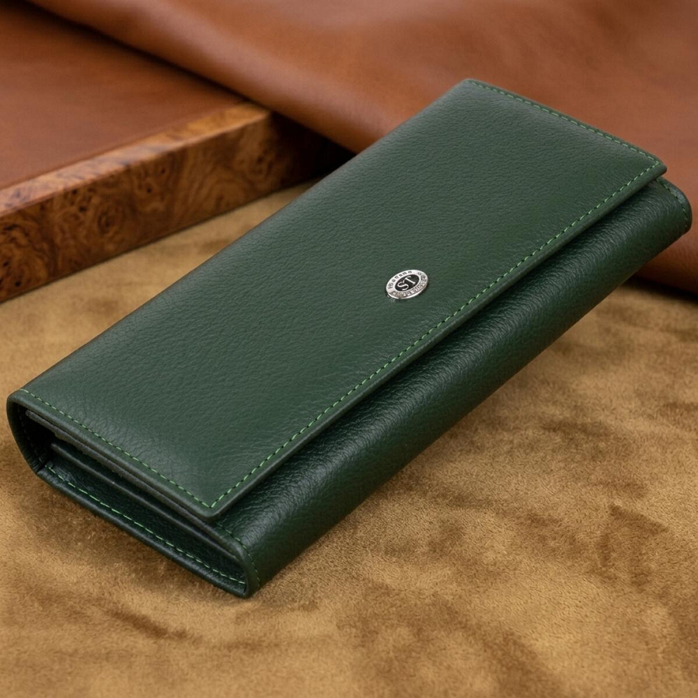 Кошелек на магнитах с клапаном женский ST Leather 19240 Зеленый Киев - изображение 11