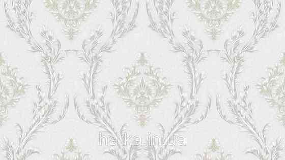Шпалери метрові вінілові на флізеліні Sintra Classic класика вензелю візерунки структурні срібло золото на білому 520062 Київ