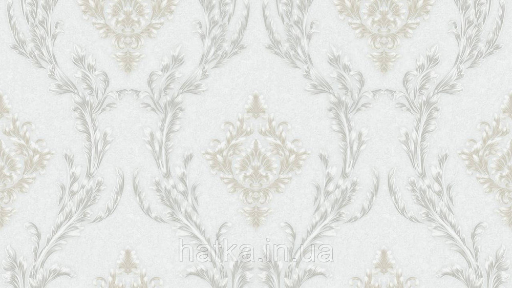 Шпалери метрові вінілові на флізеліні Sintra Classic класика вензелю візерунки структурні срібло золото на білому 520062 Київ - фото 2