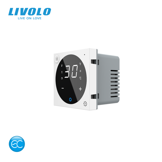 Розумний Wi-Fi терморегулятор (термостат) сенсорний програмований для водяної теплої підлоги LIVOLO, білий, модуль без рамки (VL-FCQ1Z2-2WP) Коломия