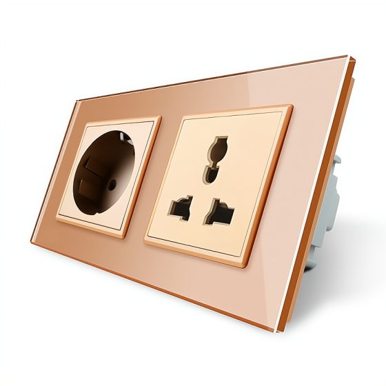 LIVOLO Розетка двомісна силова і універсальна Livolo золотий скло (VL-C7C1EUC1C-13) Киев