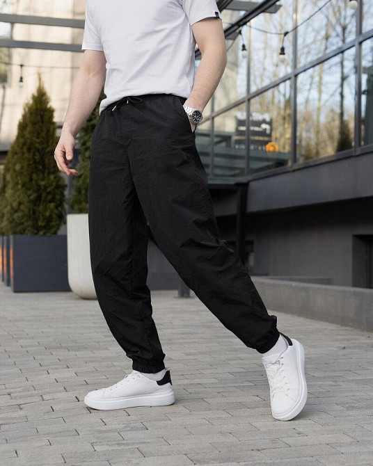 Чоловічі штани джогери з плащівки чорні Pobedov Ground Київ - фото 6