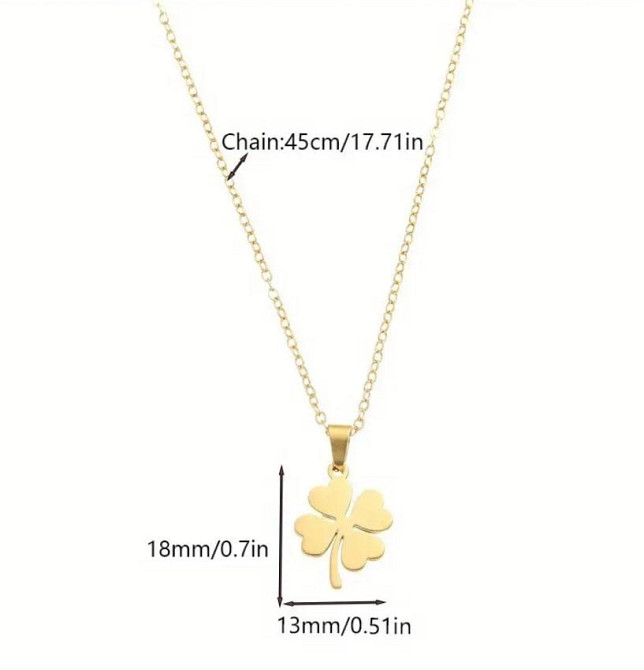 Подвеска с четырехлистным клевером на цепочке | Женский талисман удачи, длина 45 см Киев - изображение 3