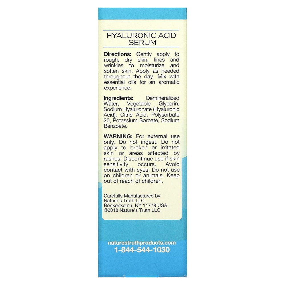 Сыворотка для лица с гиалуроновой кислотой Nature's Truth  Hyaluronic Acid Serum 30 мл без запаха Киев - изображение 3