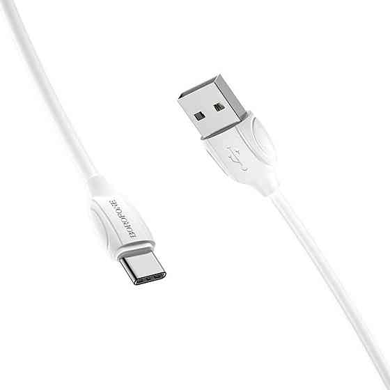Кабель USB - Type-C BOROFONE BX19 2.4A 1m PVC TPE конектори колір білий BX19CW Одеса