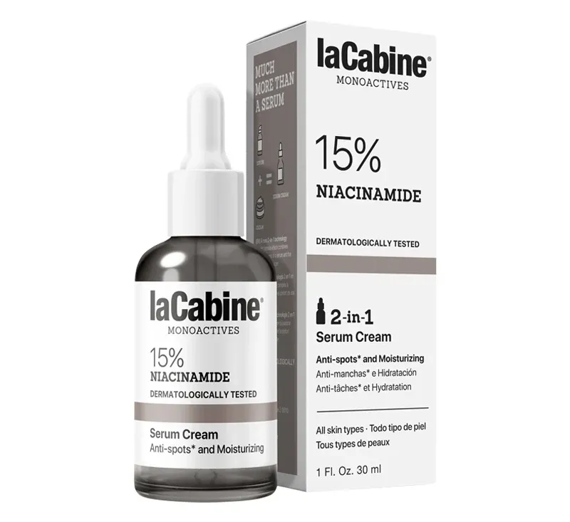 Зволожувальна крем-сироватка проти пігментних плям та недосконалостей шкіри обличчя 15% NIACINAMIDE SERUM LaCabine, 30 мл Дніпро - фото 1
