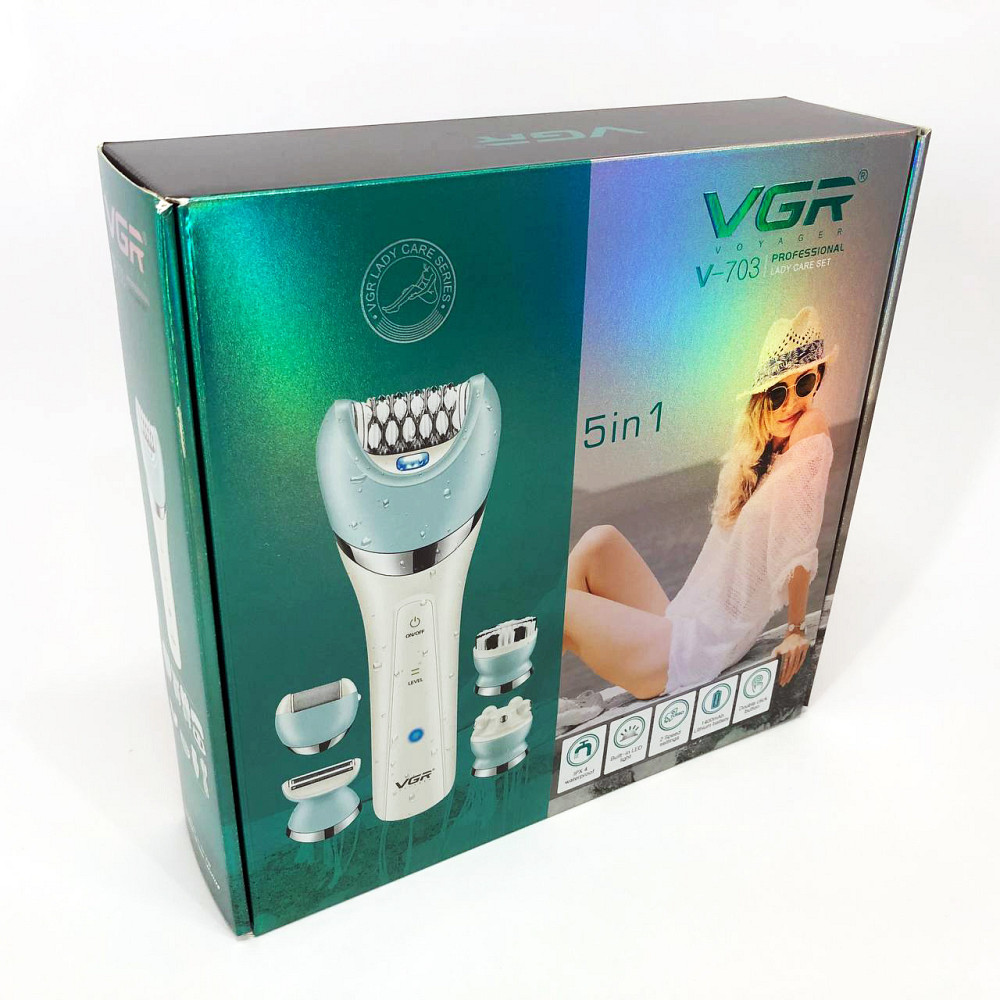 Бездротова акумуляторна жіноча бритва VGR V-703, Епілятор домашній акумуляторний з насадками PX-96 Львів - фото 3