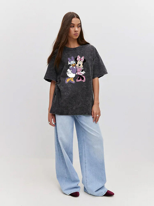 Футболка оверсайз винтаж с принтом Черный Дейзи+Минни Харьков - изображение 2