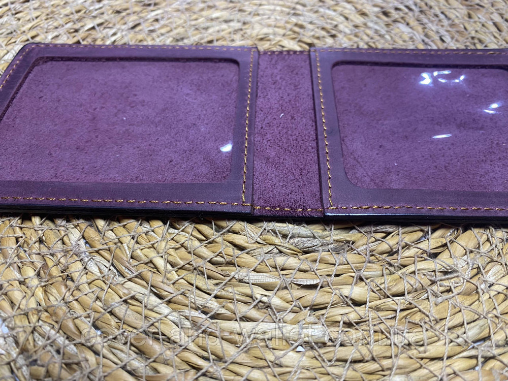 Шкіряна обкладинка на посвідчення ЧАЕС колір бордовий Київ - фото 5