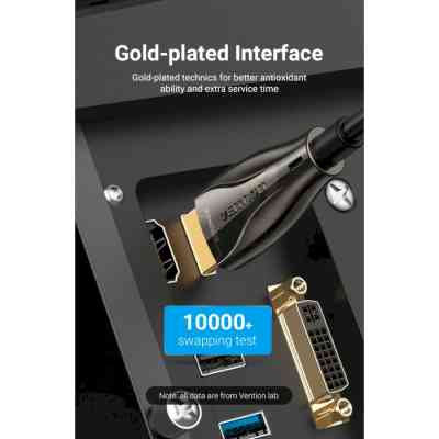Кабель HDMI M - M, 50.0 м, V2.0, Optical 4K 60Гц 18Gbps Dolby 7.1 PVC Black Zinc Alloy Vention Винница