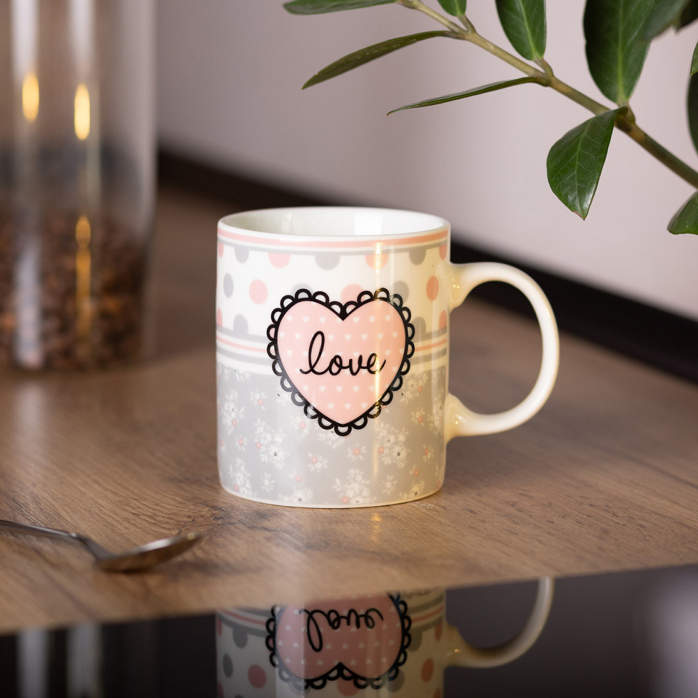 Чашка порцелянова 400 (мл) чашка для кави та чаю з написом та серцем Lugi RX-N240143GKV Коломия - фото 6
