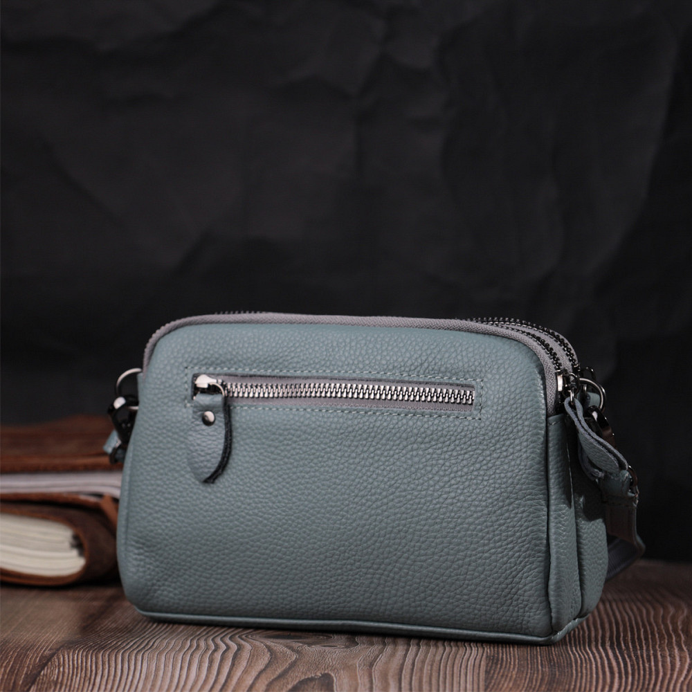 Женская повседневная сумка на два отделения из натуральной кожи Vintage 22280 Голубая Киев - изображение 7