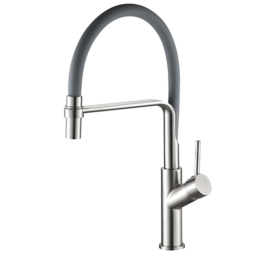 Змішувач для кухні Globus Lux DENVER Flex GDF-32-08-02 Сталь-Сірий Гофровилив, латунь Луцк - изображение 2