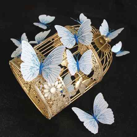 Набор декоративных бабочек с блестками 12 штук бело-голубой Киев