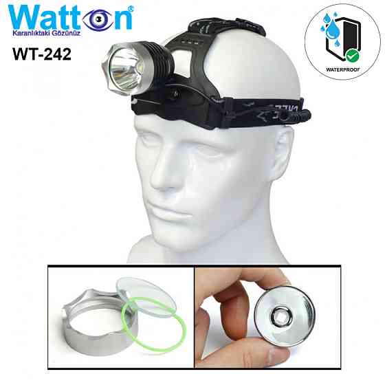 Налобный тактический аккумуляторный фонарь T6 800 люмен WT-242 дальностью 250-300м с зарядкой Каменец-Подольский