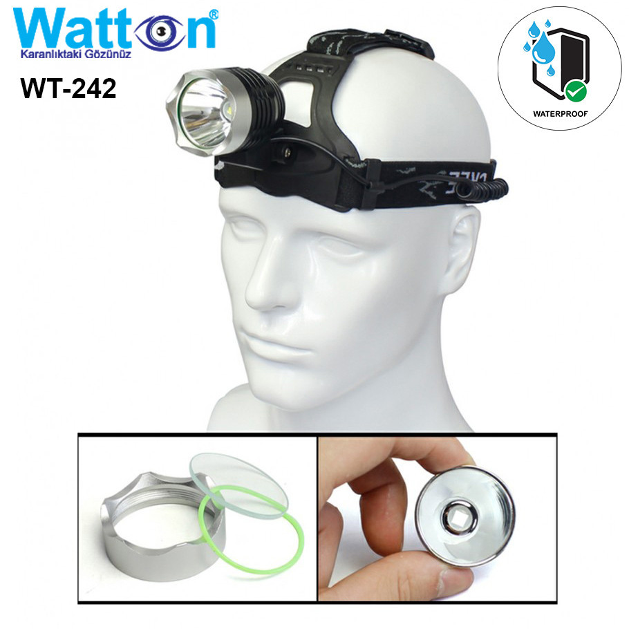 Налобный тактический аккумуляторный фонарь T6 800 люмен WT-242 дальностью 250-300м с зарядкой Каменец-Подольский - изображение 2