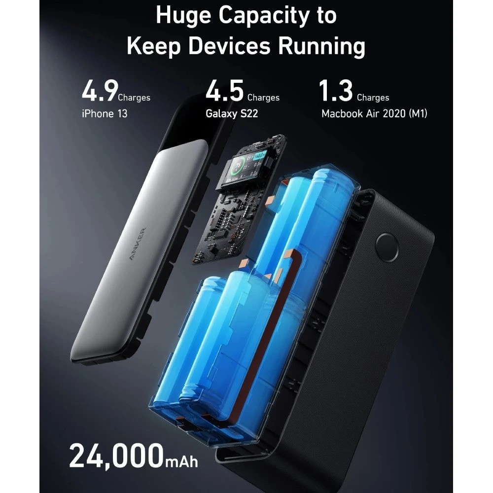 Універсальна мобільна батарея Anker PowerCore 737 GaNPrime 24000 mAh 140 W Black (A1289011) 16147 Харьков - изображение 12