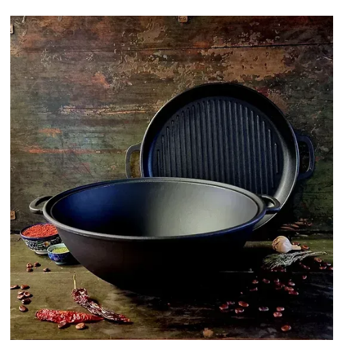 Казан "узбецький" WOK чавунний 15л з кришкою-сковородою гриль V15СРGr Майстерня Житомир - фото 8