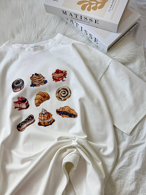 Жіноча стильна оверсайзсфутболка з принтом кулір, 100% бавовна Одеса - фото 9