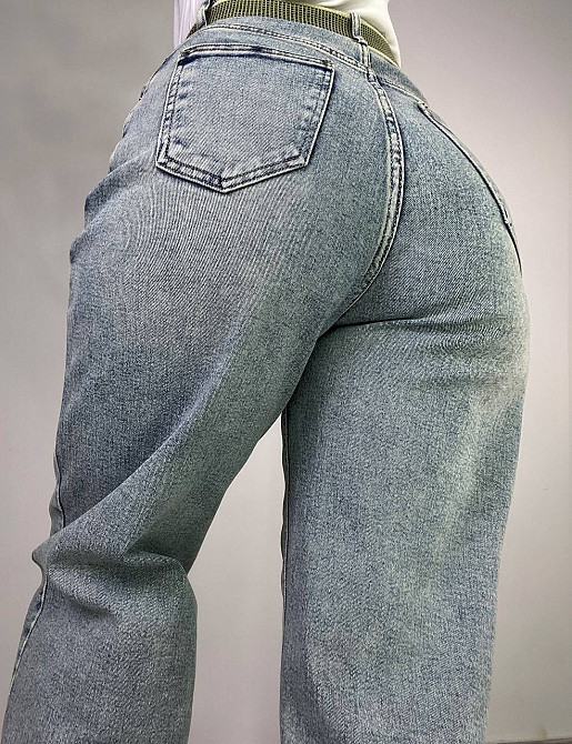 Джинси жіночі DNL 2670 skater mom jeans висока талія з ременем стрейчеві блакитні, блакитний, 29, 29, 77 см, 115 см Київ - фото 7